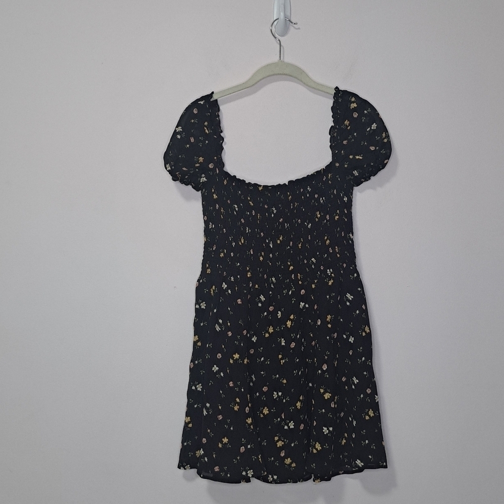 Reformation Venezia smocked bambina mini dress black floral print Small NWOT - Picture 4 of 7